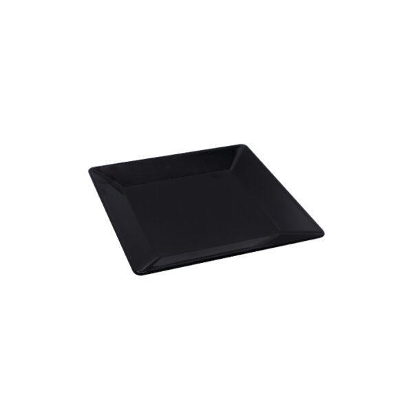 Korduvkasutatav ja purunematu kandiline must taldrik 180x180mm