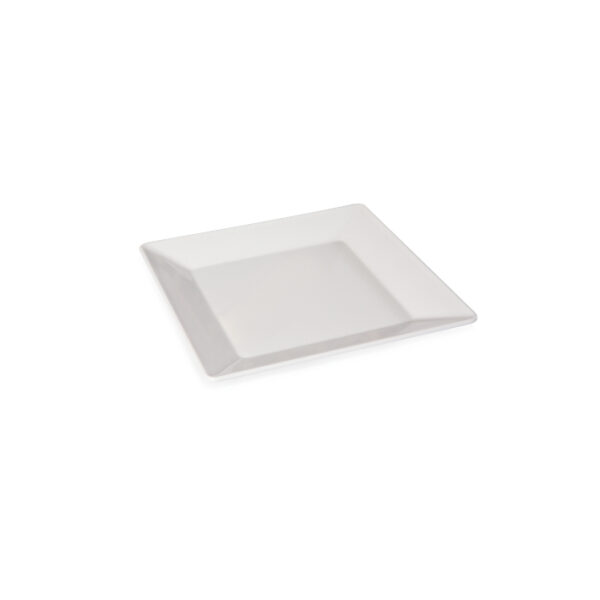 Korduvkasutatav ja purunematu kandiline valge taldrik 180x180mm