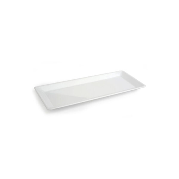 Korduvkasutatav ja purunematu piklik valge taldrik 180x280mm