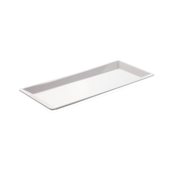 Korduvkasutatav ja purunematu piklik valge taldrik 180x280mm